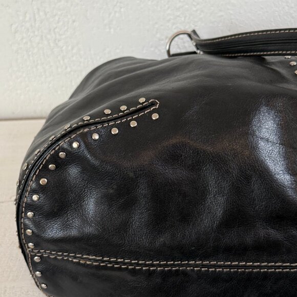 Michael Kors Astor Black Leather Tote Silver Studded Zip Shoulder Bag - Picture 6 of 16